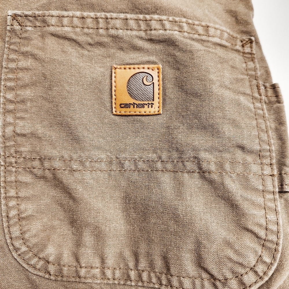 Carhartt Canvas Work Dungaree Men's Size 46x30 Dark Khaki B151 - Picture 6 of 7